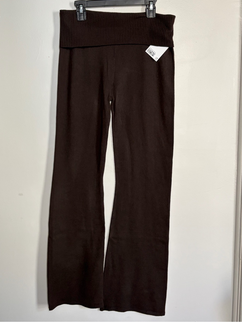 Dark Brown Women’s Foldover Light-Weight Knit Bootcut Leggings - XS